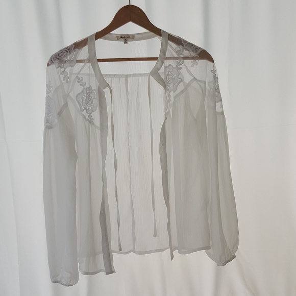 bleuh ciel Tops - Beautiful Sexy White Sheer Button Down Top bleuh ciel Tops - Beautiful Sexy White Sheer Button Down Top